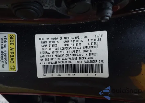 2012 Acura Tl 3.5 from USA, damaged, VIN 19UUA8F74CA008068